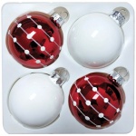 Набор шаров стеклянных Феникс, 4шт, 60мм, белый/красный, 78941
