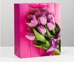 Пакет бумажный "Тюльпаны", 26*32*12см, 4674564