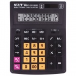Калькулятор настольный Staff "Stf-333-B", 12 разрядов, черно-оранжевый, 250460