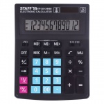 Калькулятор настольный Staff "Stf-333-BkBu", 12 разрядов, черно-синий, 250461