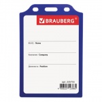 Бейдж вертикальный Brauberg, 105*75мм, жесткокаркасный, без держателя, синий, 235755