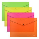 Папка-конверт на кнопке ErichKrause "Glossy Neon", С6, 180мкм, прозрачная, ассорти, 50303