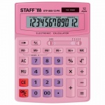 Калькулятор настольный Staff "Stf-888-12-PK", 12 разрядов, розовый, 250452