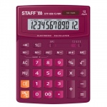 Калькулятор настольный Staff "Stf-888-12-Wr", 12 разрядов, бордовый, 250454