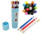 Набор цветных цанговых карандашей Intelligent, 12цв, точилка, пласт. тубус, CY-137