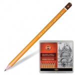 Набор простых карандашей Koh-I-Noor "1500", 24шт, 8В-10Н, мет. пенал, 1504024001